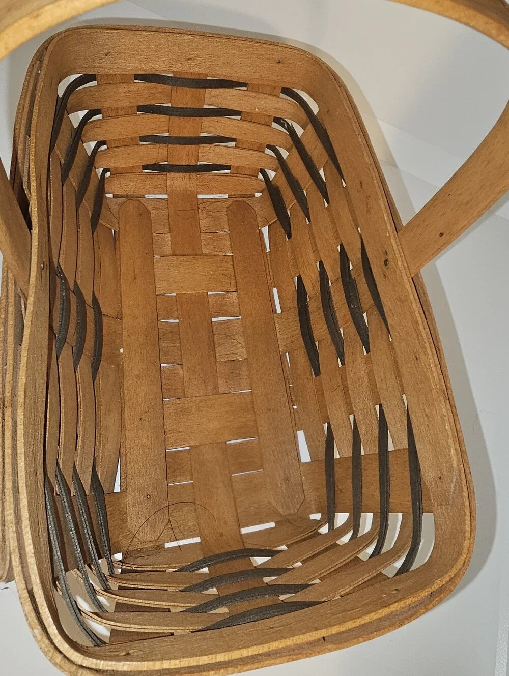 Longaberger Wood Basket With Wood Handle - EUC